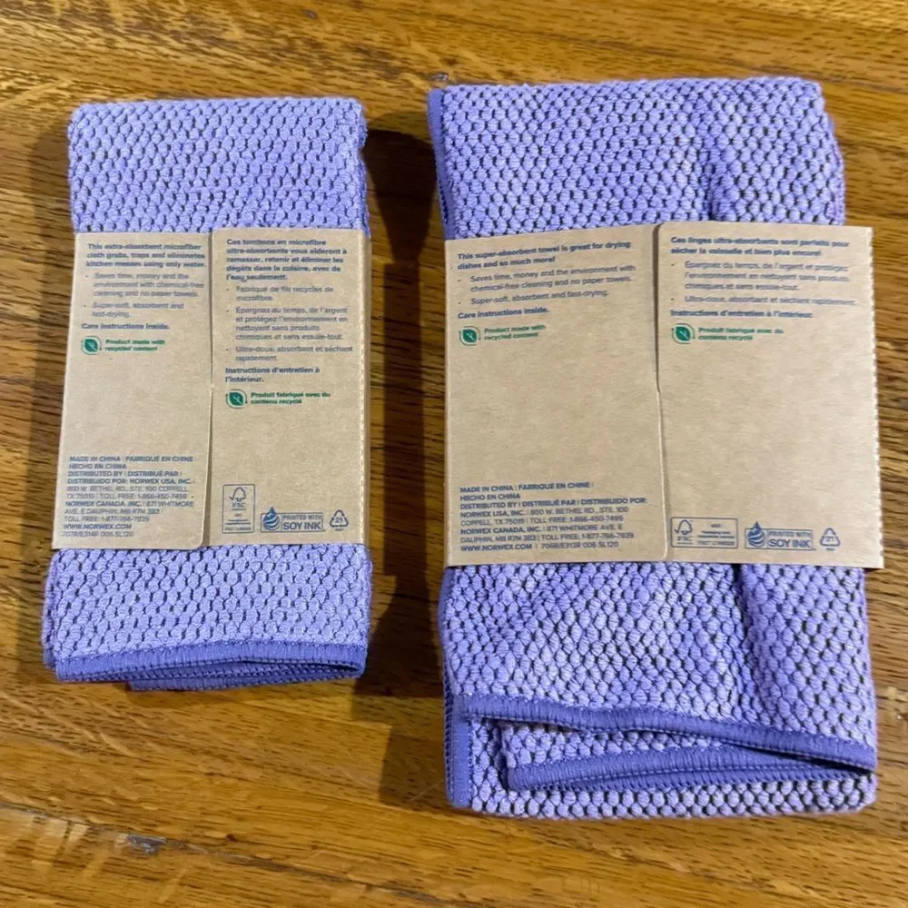 Norwex Kitchen Towel and Kitchen Cloth Set of 2 Amethyst NWT - Picture 3 of 10